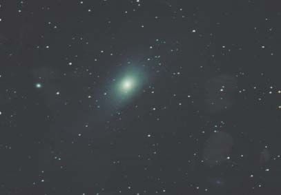 The Andromeda Galaxy (M31): 15-minute exposure at prime focus (f/4.5) on Kodak PJM 640 color print film